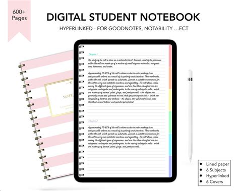 Digital Notebook Student Notebook 600 Pages Dividers - Etsy