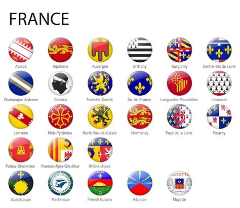 Premium Vector | All flags of regions of france