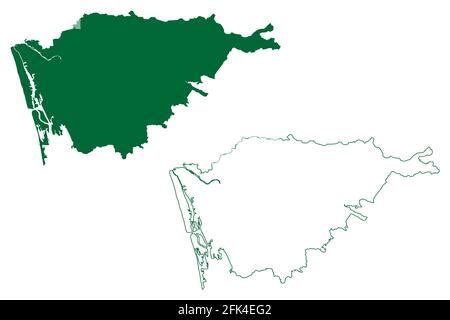 Ernakulam district (Kerala State, Republic of India) map vector ...