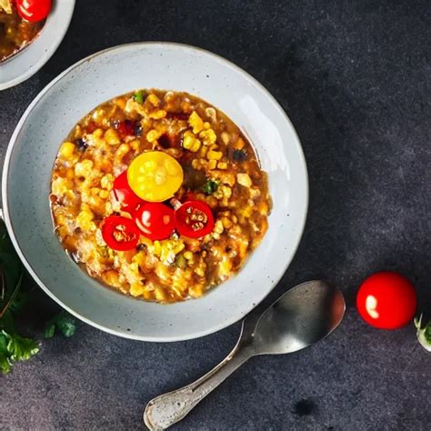 A plate of maize porridge with tomato and onion | Stable Diffusion | OpenArt