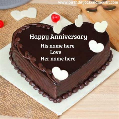 Happy Anniversary Chocolate Cake With Name - Birthdaycakenameedit.com