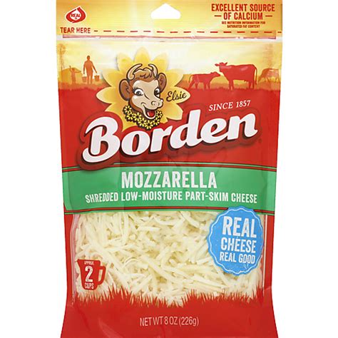 Borden Cheese, Shredded, Low Moisture, Mozzarella, Part Skim 8 Oz ...