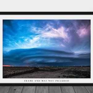 Storm Photography Print Picture of Supercell Thunderstorm at Dusk on Spring Evening in Kansas ...