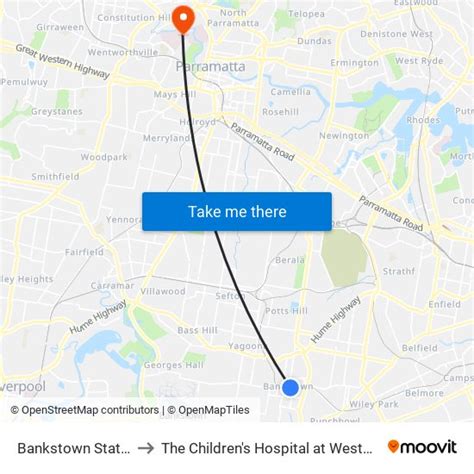 Bankstown Station, Bankstown to The Children's Hospital at Westmead, Westmead with public ...