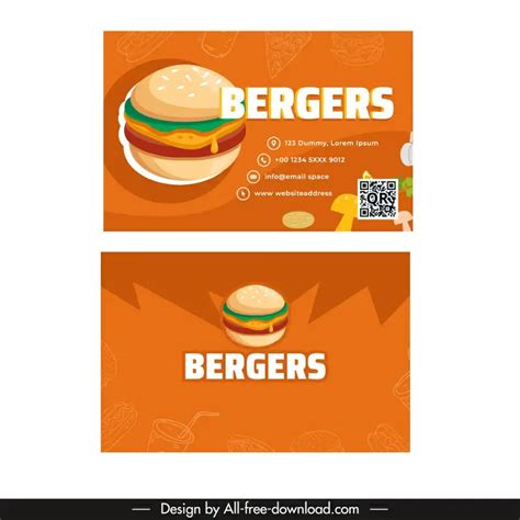 Burger business card template classical design Vectors graphic art designs in editable .ai .eps ...