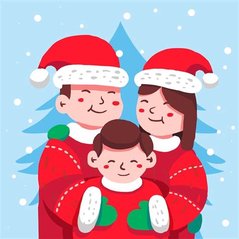 Free Vector | Hand drawn christmas family scene