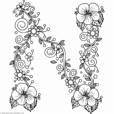 Floral Alphabet Coloring Pages Adult Coloring Pages