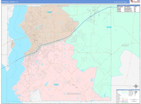 Rockwall County, TX Wall Map Color Cast Style by MarketMAPS