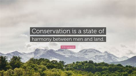 Aldo Leopold Quote: “Conservation is a state of harmony between men and land.”