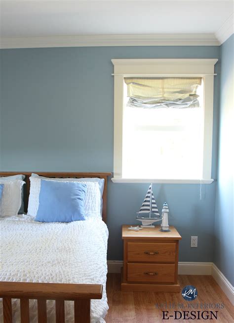 Best Benjamin Moore blue paint colour. Mountain Air. Guest bedroom. Kylie M E-design and online ...