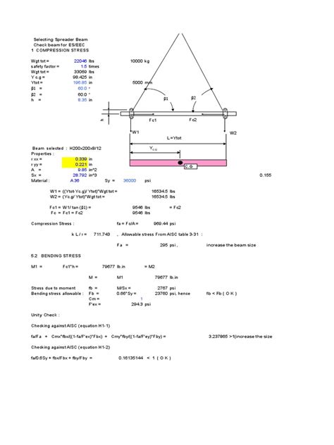 spreader beam.xls | Structural Engineering | Materials