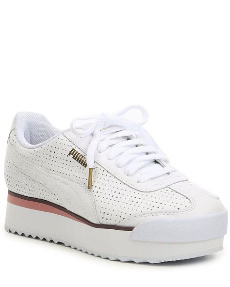 PUMA Women's Roma Amor Perforated Leather Platform Sneakers in White ...