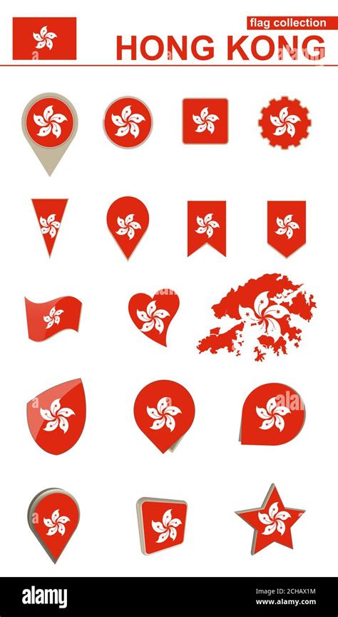 Hong Kong Flag Collection. Big set for design. Vector Illustration ...