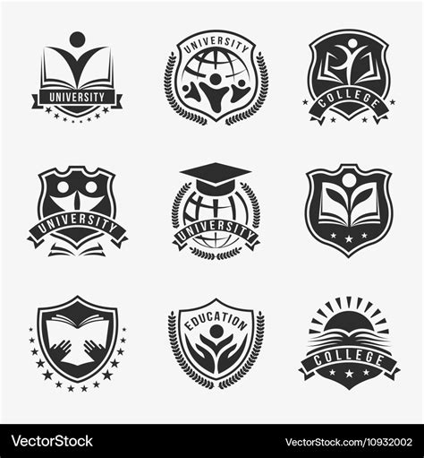 University And College Logos Emblem Set Royalty Free Vector