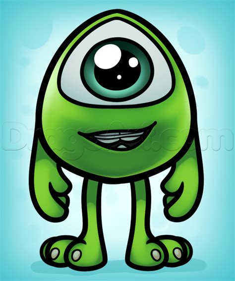 How to Draw Baby Mike Wazowski, Step by Step, Disney Characters ...