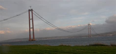 Dardanelles Bridge in Turkey: world's longest suspension bridge u/c