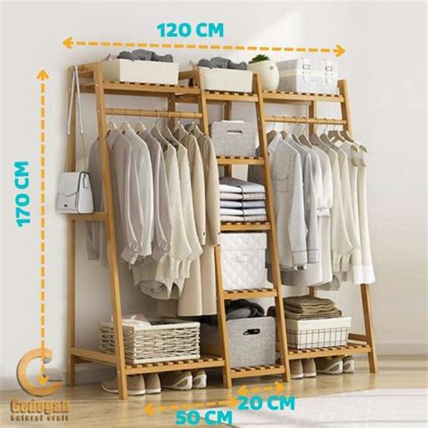 Promo Lemari/ Rak Baju Kayu Stand Hanger Gantungan Baju Kayu Solid Diskon 23% di Seller Bumi ...