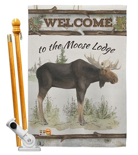 Breeze Decor The Moose Lodge 2-Sided Polyester 40 x 28 in. Flag set ...