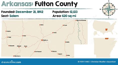 Map of Fulton County, Arkansas Stock Vector - Illustration of counties ...