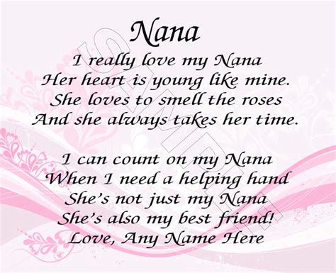 MY NANA PERSONALIZED PRINT POEM MEMORY BIRTHDAY MOTHER'S DAY GIFT | eBay