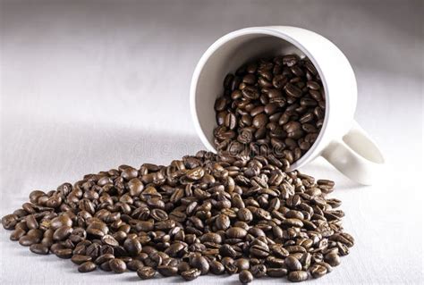 Coffee Beans Pouring Out of Cup Stock Photo - Image of pouring, white: 34838868