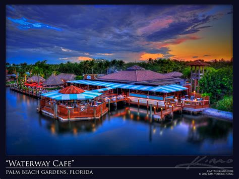 Sunset Over Waterway Cafe Restaurant Palm Beach Gardens Florida | HDR Photography by Captain Kimo