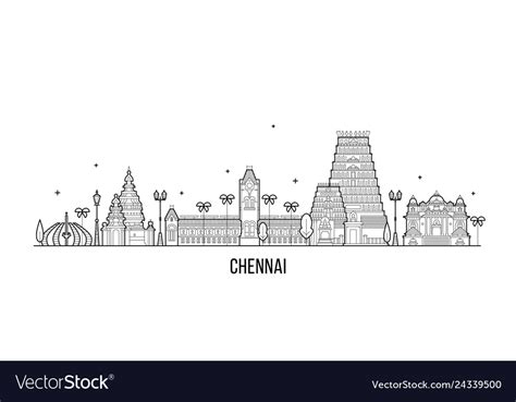 Chennai skyline tamil nadu india city line Vector Image