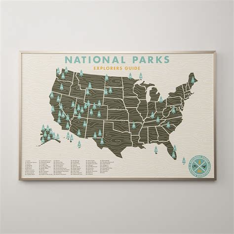 √ Poster National Parks Map Usa