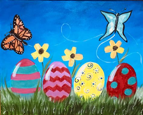 Easter Canvas Painting - How To Paint an Easter Egg Landscape