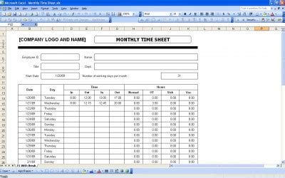 Monthly Timesheet | Time Sheet Template