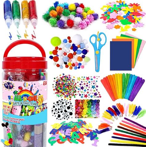 FunzBo Arts and Crafts Supplies Jar for Kids - Craft Art Supply Kit for Toddlers Age 4 5 6 7 8 9 ...