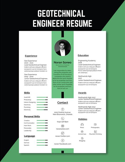 Geotechnical Engineer Resume in Publisher, Pages, PSD, Word - Download ...