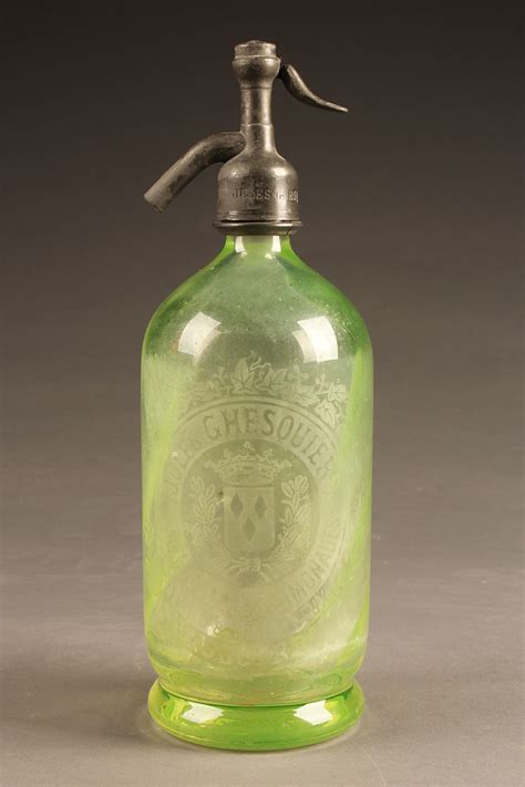 Antique French light green seltzer water bottle.