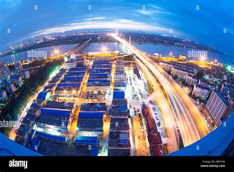 Aerial view of city night Stock Photo - Alamy