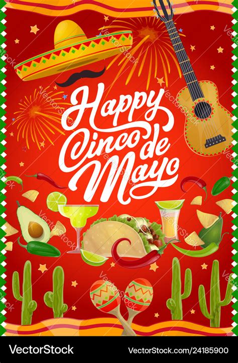 Happy cinco de mayo mexican holiday greetings Vector Image