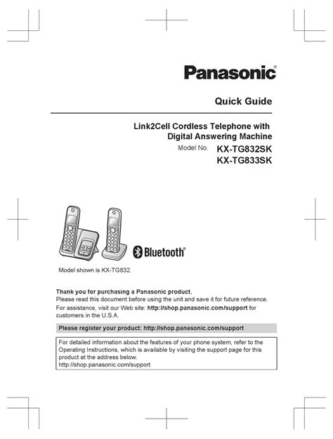 PANASONIC KX-TG833SK QUICK MANUAL Pdf Download | ManualsLib