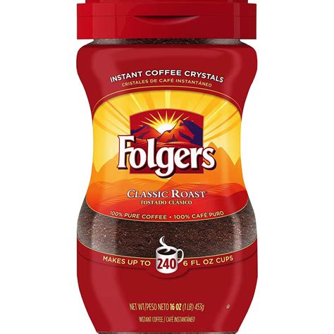 Amazon.com : Folgers Instant Coffee Crystals, Classic Roast, 16 ounce : Grocery & Gourmet Food