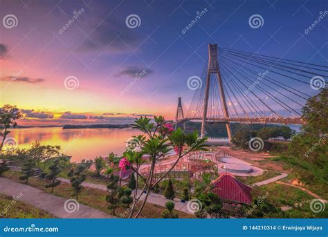 Wonderful Sunset at Barelang Bridge Batam Island Indonesia Stock Photo ...