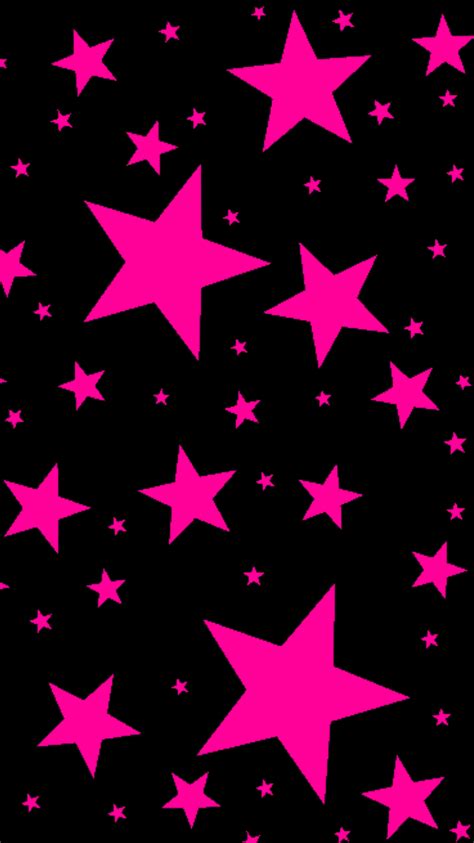 many pink stars on a black background