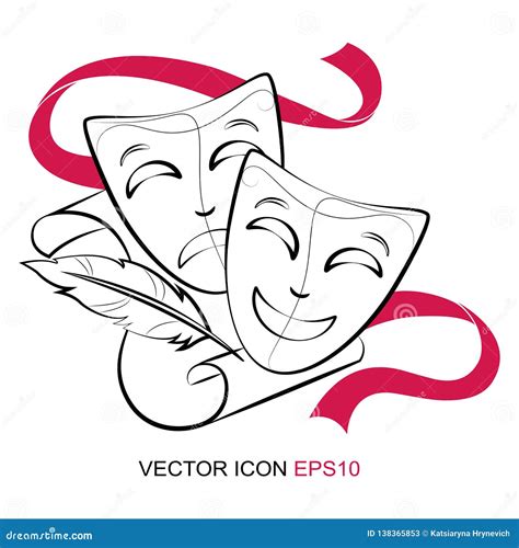 Silhouette of Theatrical Mask. Vector Illustration Stock Vector ...