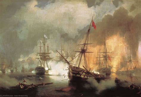 Oil Painting Replica The Battle of Navarino, 1846 by Ivan Aivazovsky ...