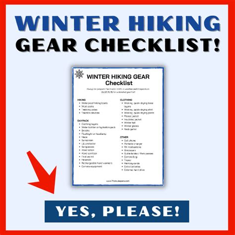 Winter Hiking Gear List + Free Printable - PhotoJeepers