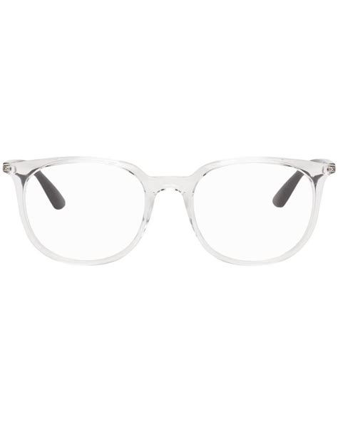 Ray-Ban Leather Transparent Rb7190 Square Glasses in Black for Men | Lyst