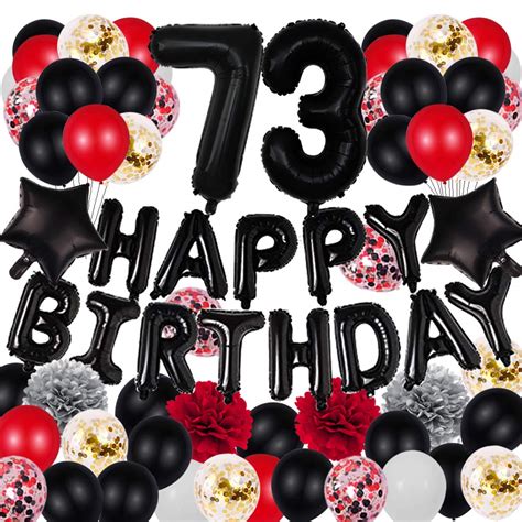 Black Happy 73RD Birthday Party Decorations Pack- Foil Black Number 73 ...