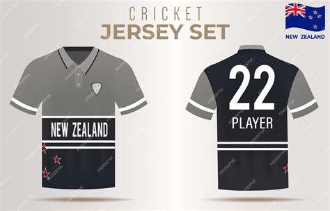 Premium Vector | Jersey for New Zealand Cricket Team Front and Back view