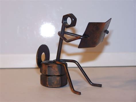 Small Scrap Metal Toilet Reader (SKU 13-190) | Metal art, Scrap metal ...