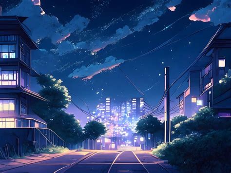 Premium Photo | Anime cityscape in the night