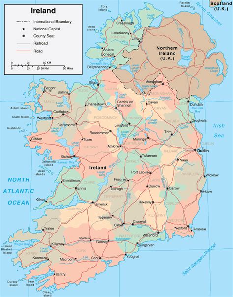 Map of Ireland Geography City | Ireland Map | Geography | Political | City