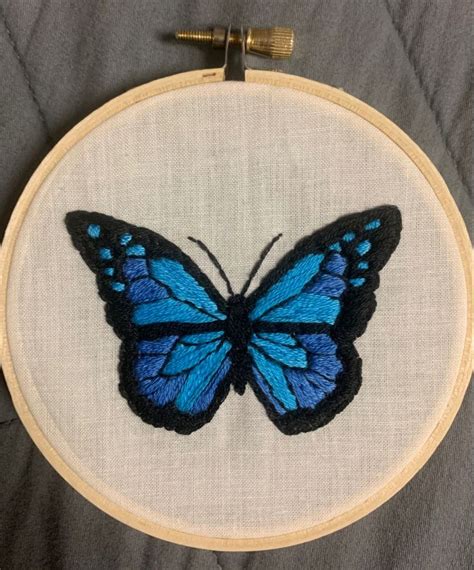 Blue monarch butterfly embroidery | Butterfly embroidery, Embroidered butterfly, Embroidery