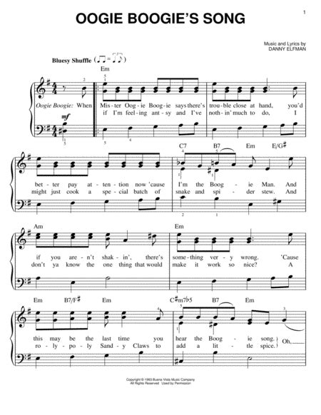 Download Oogie Boogie's Song Sheet Music By Danny Elfman - Sheet Music Plus